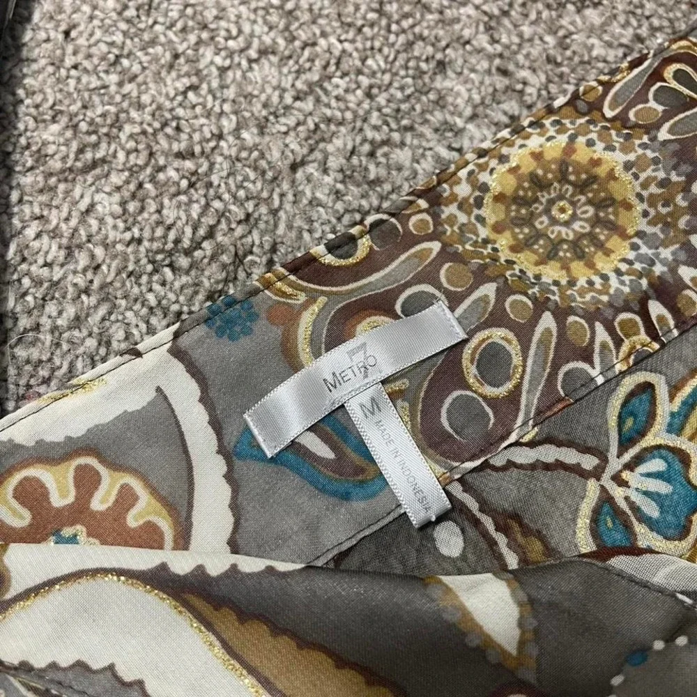 multicoloured paisley babydoll style blouse with waist tie detail - Picture 4 of 6